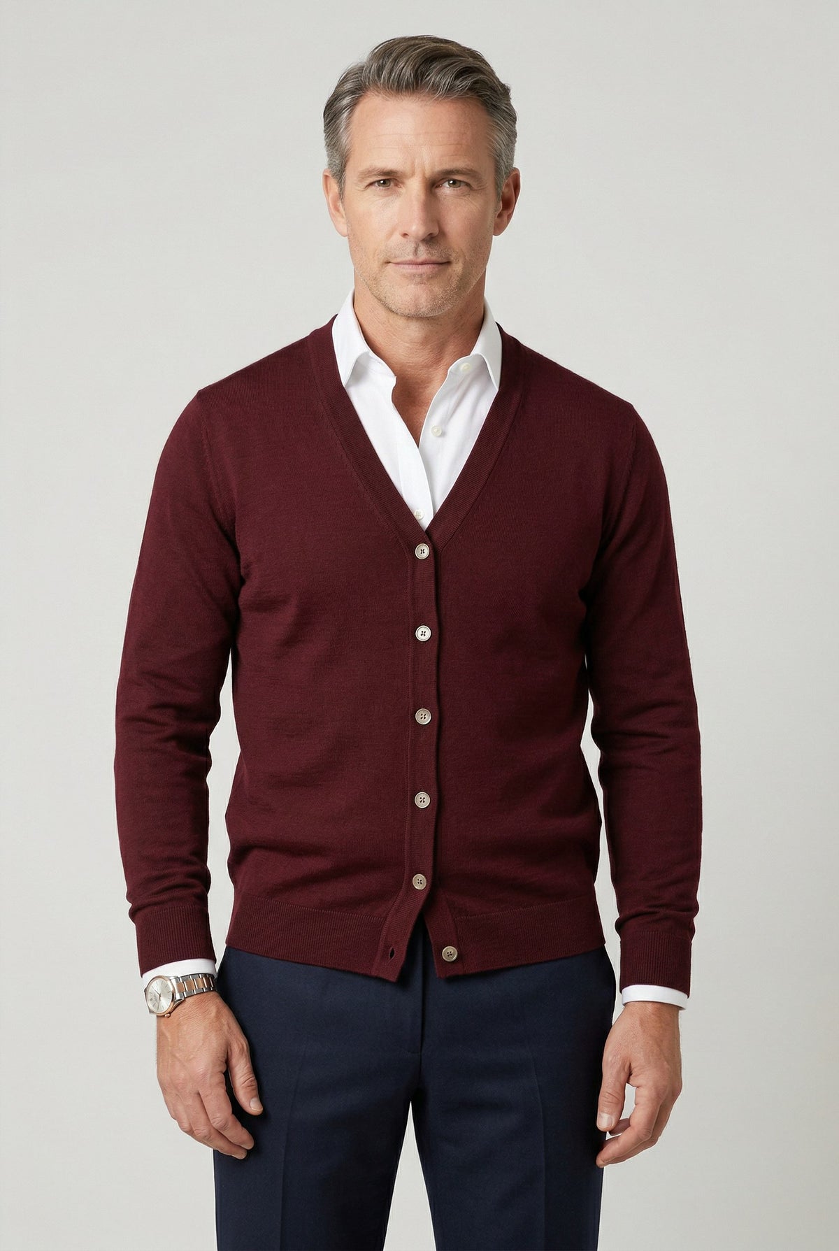 V-Hals Cardigan met Knoopsluiting voor Heren