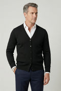 V-Hals Cardigan met Knoopsluiting voor Heren - Zwart