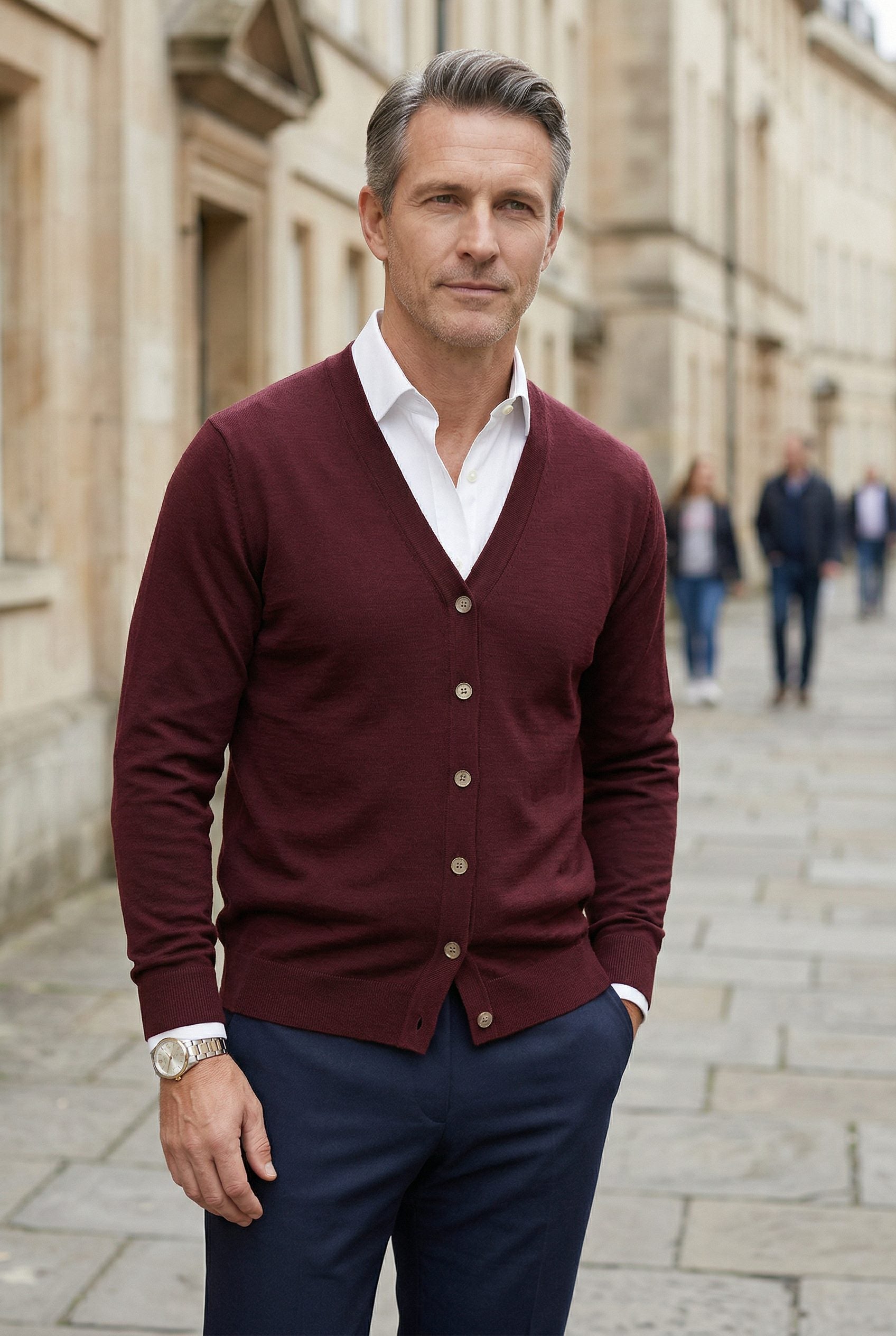 V-Hals Cardigan met Knoopsluiting voor Heren - View 4