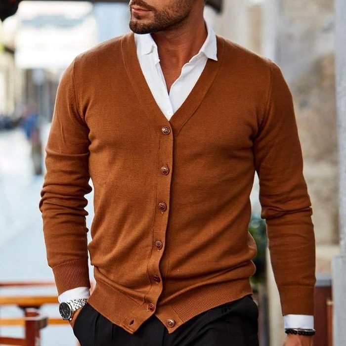 V-Hals Cardigan Vest voor Heren