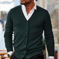 V-Hals Cardigan Vest voor Heren - Donkergroen