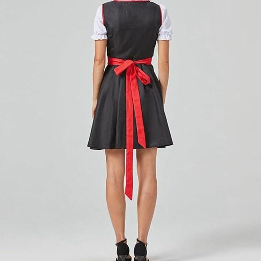 V-Hals Dirndl Jurkje met Vetersluting voor Dames - View 2