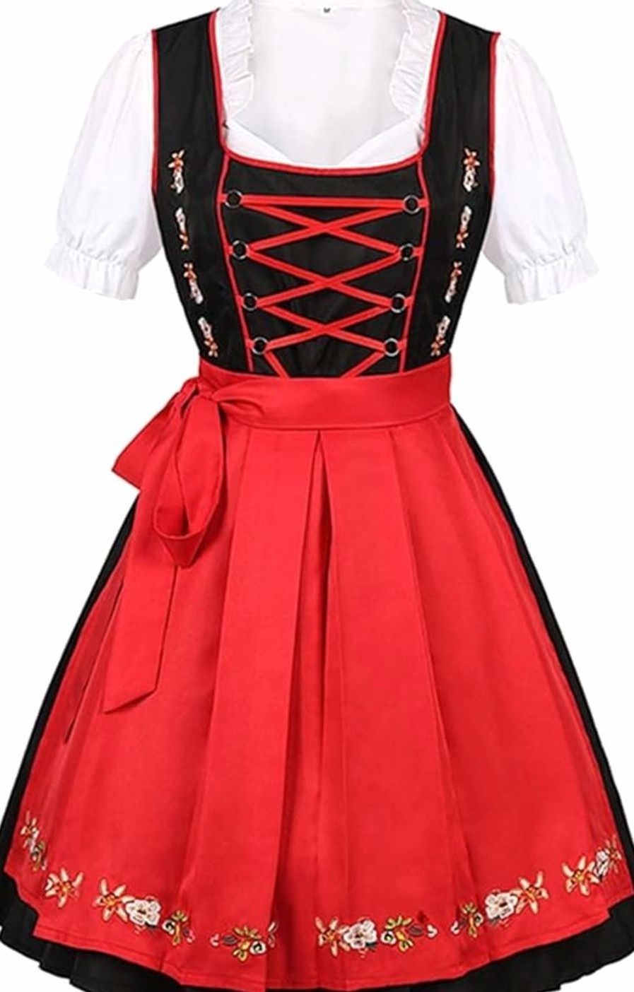 V-Hals Dirndl Jurkje met Vetersluting voor Dames - View 3
