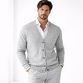 V-Hals Gebreide Cardigan met Knoopsluiting voor Heren - Grijs