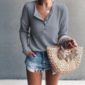 V-Hals Geribde Blouse voor Dames