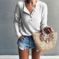 V-Hals Geribde Blouse voor Dames - View 3