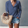 V-Hals Geribde Blouse voor Dames - View 8