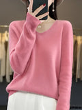 V-Hals Kasjmier Trui voor Dames - Pink
