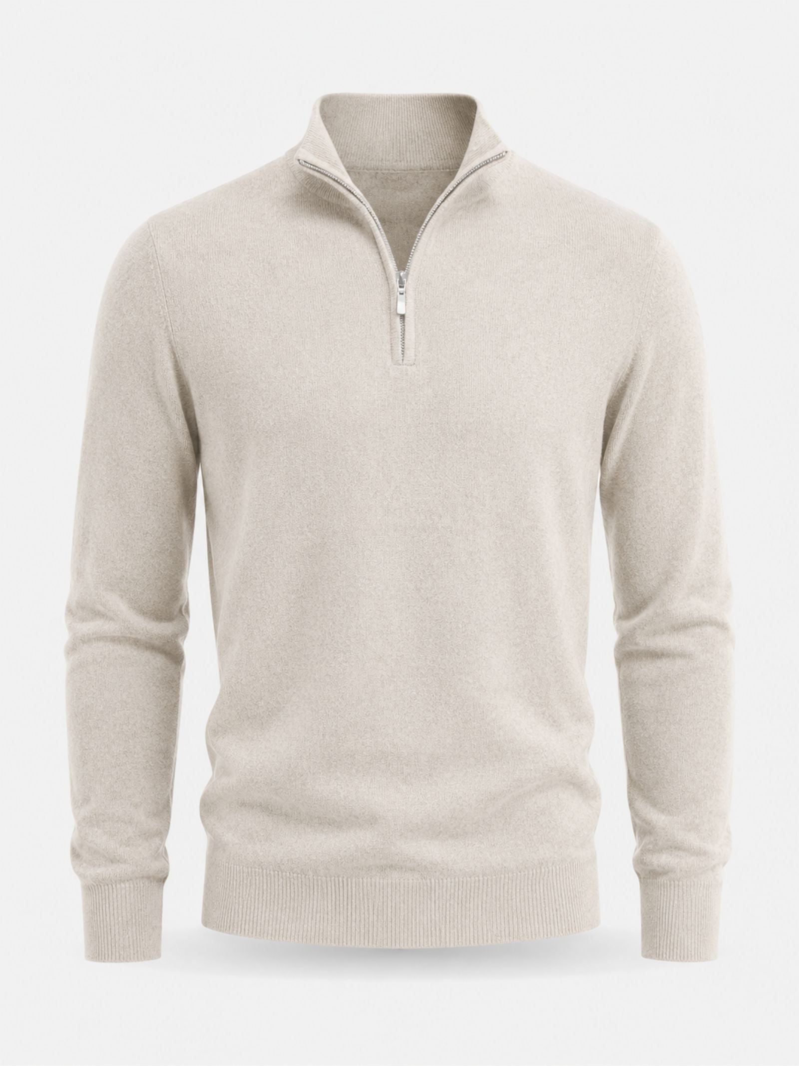V-Hals Merino Wollen Trui met Rits voor Heren - View 5