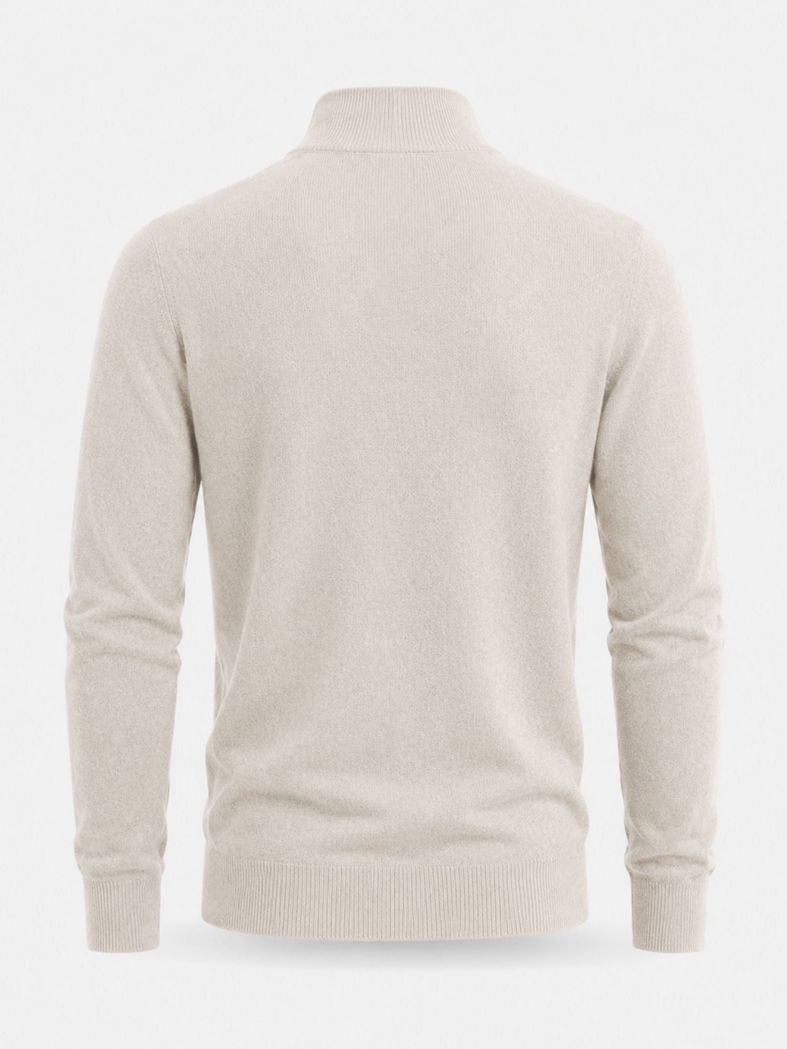 V-Hals Merino Wollen Trui met Rits voor Heren - View 6