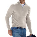 V-Hals Merino Wollen Trui met Rits voor Heren - View 9