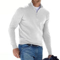 V-Hals Merino Wollen Trui met Rits voor Heren - Wit