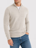 V-Hals Merino Wollen Trui met Rits voor Heren - View 2