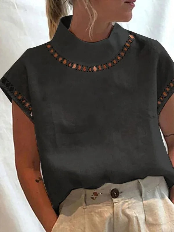 Korte Mouwen Blouse met Cut-Out Detail voor Dames
