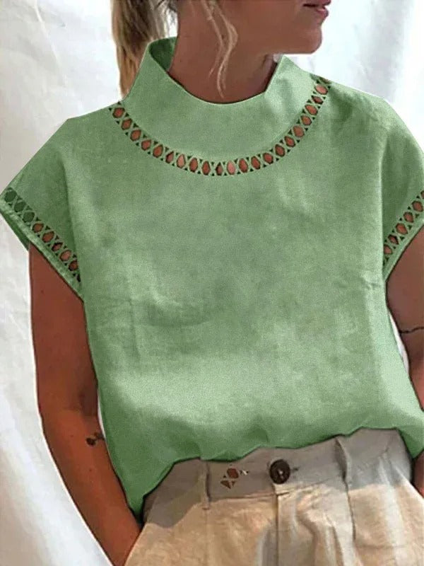 Korte Mouwen Blouse met Cut-Out Detail voor Dames