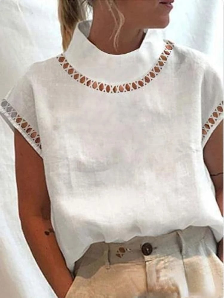 Korte Mouwen Blouse met Cut-Out Detail voor Dames