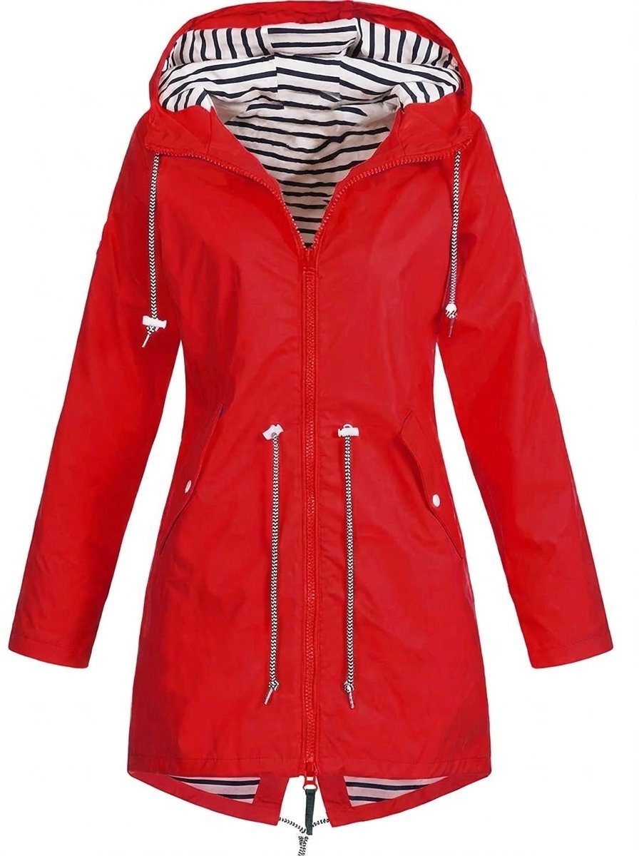 Wasserabweisende Regenmantel met Taillenzug voor Dames - Rood