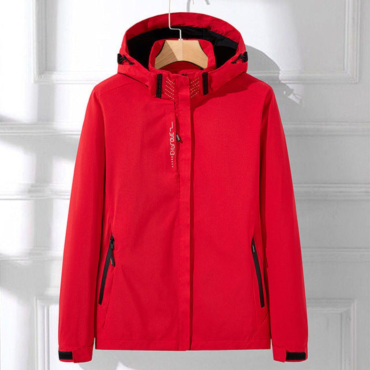 Waterdichte Regenjack met Afneembare Capuchon voor Dames - Rood