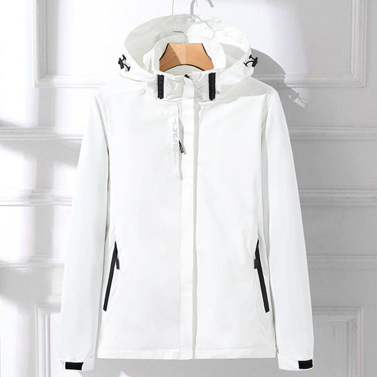 Waterdichte Regenjack met Afneembare Capuchon voor Dames - Wit