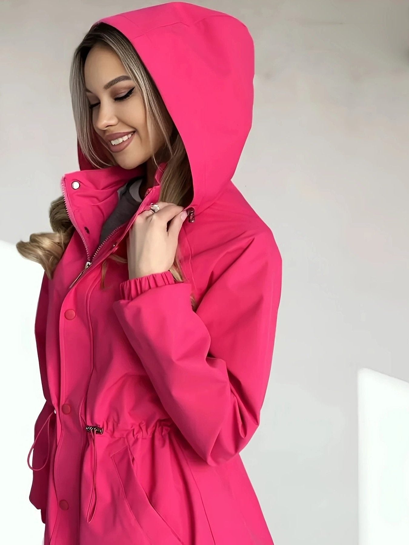Waterdichte Regenjas met Capuchon voor Dames - Magenta