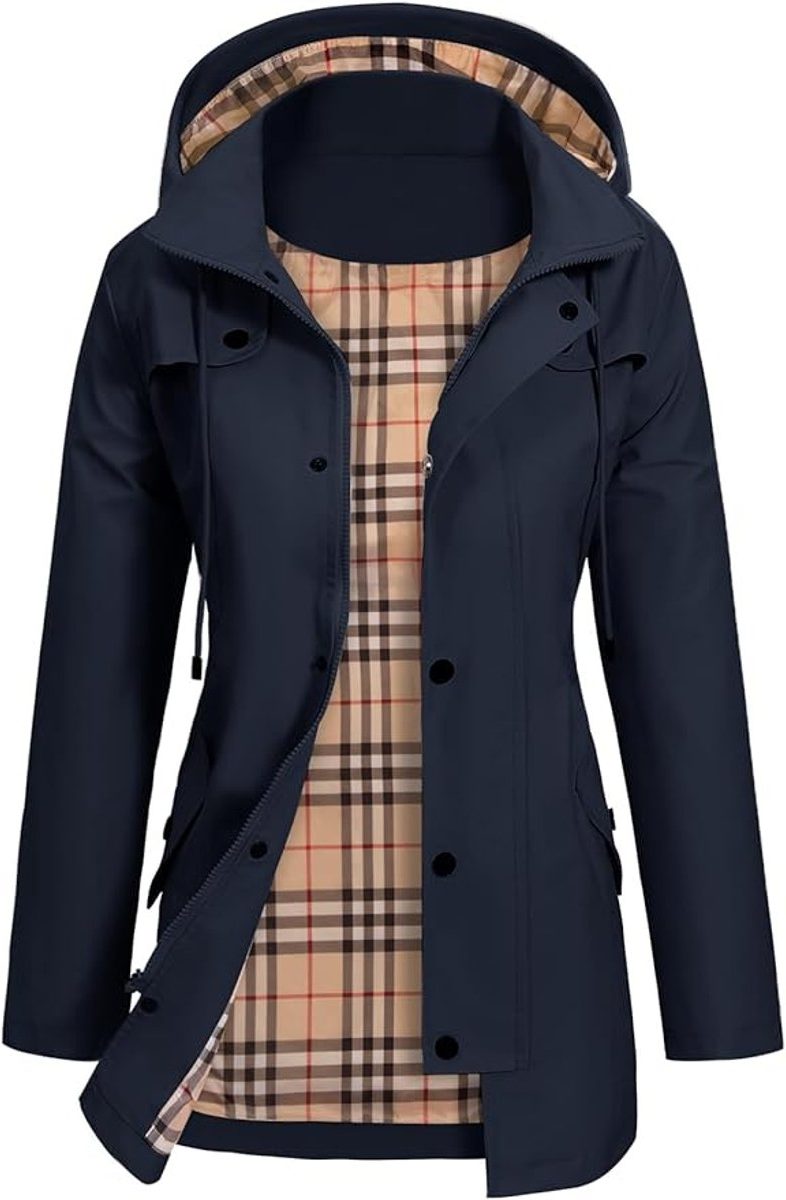 Waterdichte Regenmantel met Capuchon voor Dames - Blauw