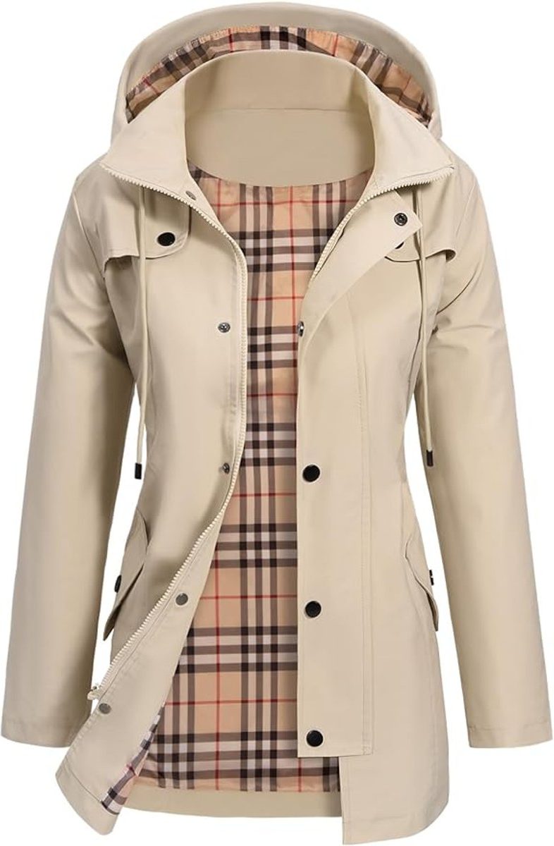 Waterdichte Regenmantel met Capuchon voor Dames - Beige