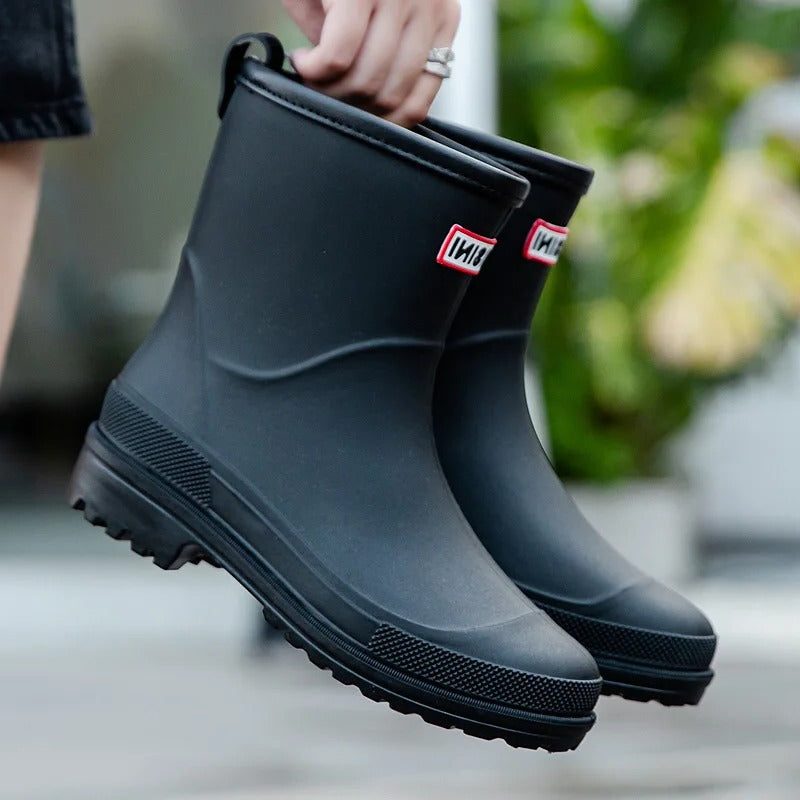 Waterdichte Slip-On Enkellaarzen met Ronde Neus voor Dames - Zwart