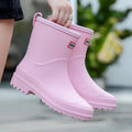 Waterdichte Slip-On Enkellaarzen met Ronde Neus voor Dames - Roze
