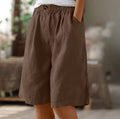 Wijde Korte Broek met Steekzakken voor Dames - Bruin