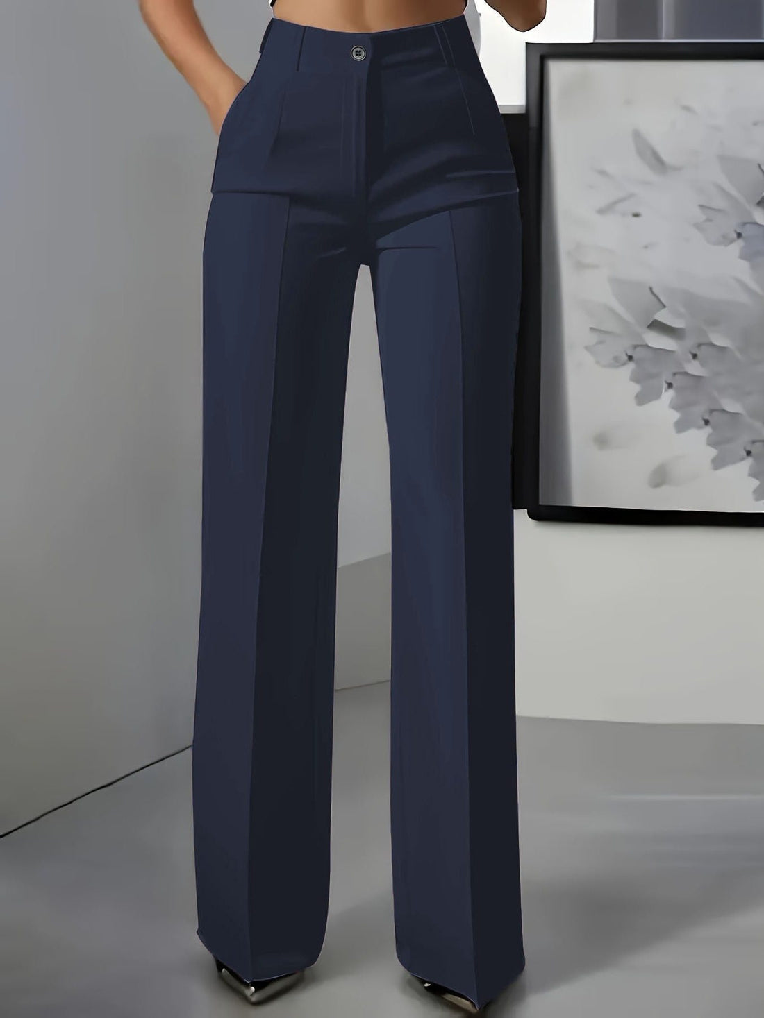 Wijde Pijp Pantalon met Hoge Taille voor Dames