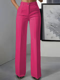 Wijde Pijp Pantalon met Hoge Taille voor Dames - Roze