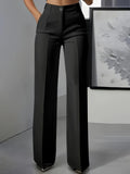 Wijde Pijp Pantalon met Hoge Taille voor Dames - Zwart