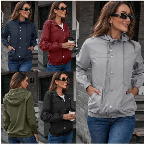 Windbreaker Jas met Verstelbare Capuchon voor Dames