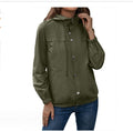 Windbreaker Jas met Verstelbare Capuchon voor Dames - Olivgrün