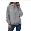 Windbreaker Jas met Verstelbare Capuchon voor Dames - Hellgrau