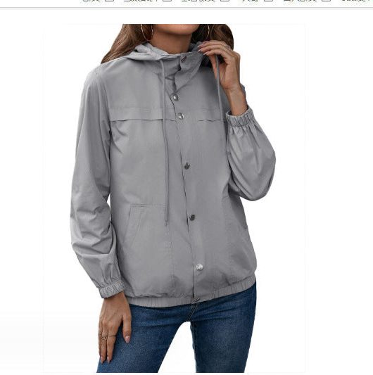 Windbreaker Jas met Verstelbare Capuchon voor Dames - Hellgrau