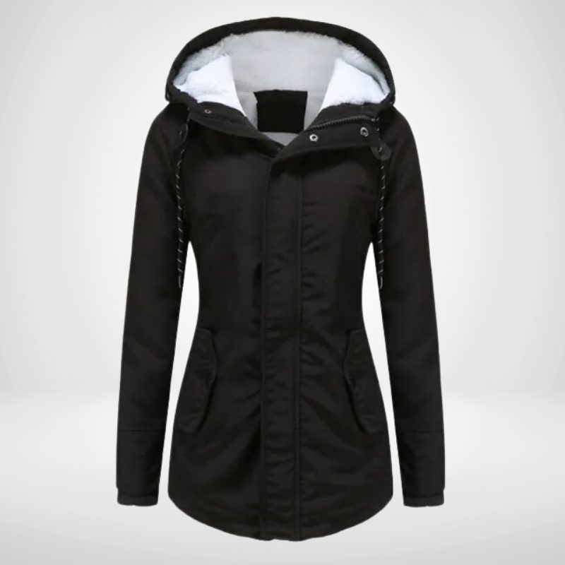Winterjas Parka met Capuchon en Fleece Voering voor Dames - Schwarz