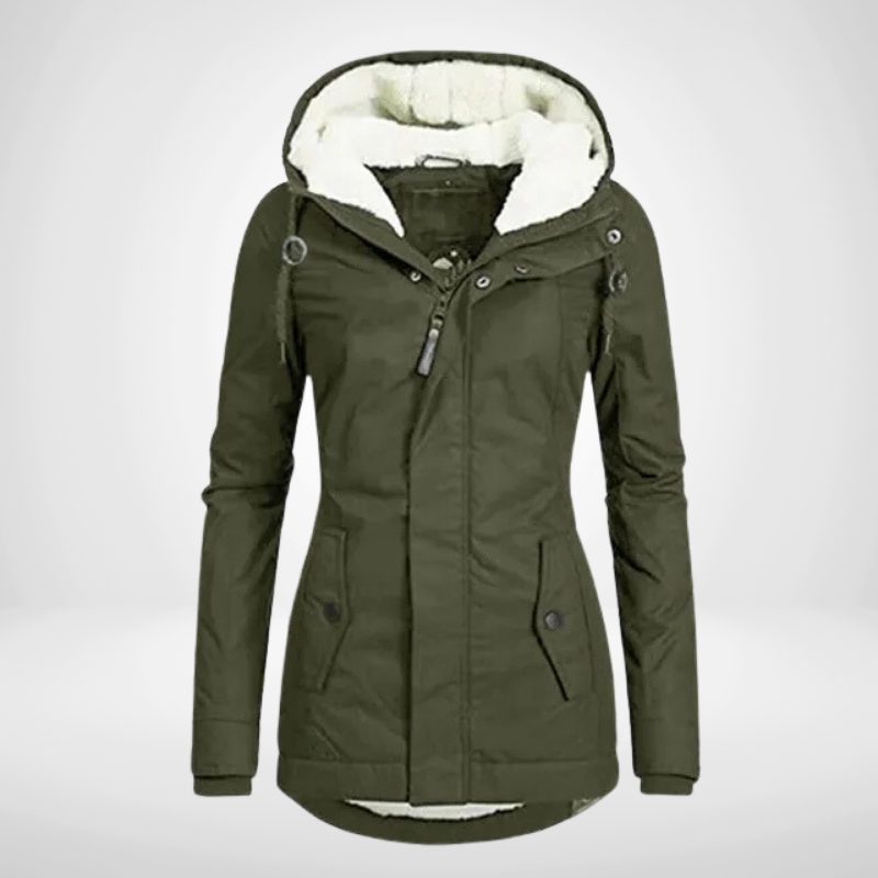 Winterjas Parka met Capuchon en Fleece Voering voor Dames - Armeegrün