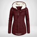 Winterjas Parka met Capuchon en Fleece Voering voor Dames - Burgunderrot