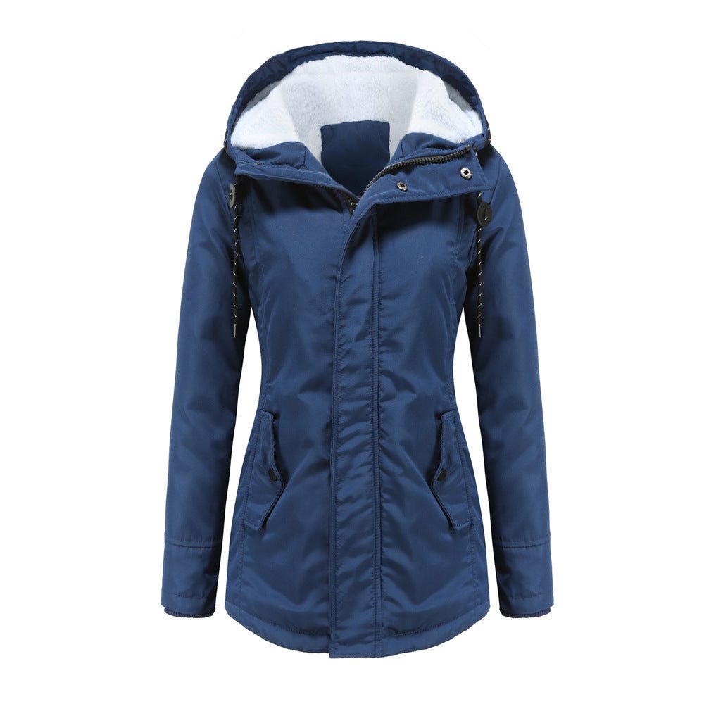 Winterjas Parka met Capuchon en Fleece Voering voor Dames - Blau