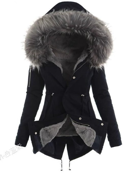 Winterparka met Bontkraag en Gevoerde Taille voor Dames