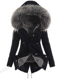 Winterparka met Bontkraag en Gevoerde Taille voor Dames