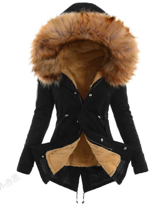Winterparka met Bontkraag en Gevoerde Taille voor Dames