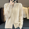 Wollen Cardigan met Ritssluiting voor Dames - Beige