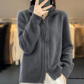 Wollen Cardigan met Ritssluiting voor Dames - Donkergrijs