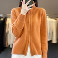 Wollen Cardigan met Ritssluiting voor Dames - Oranje