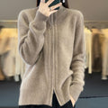 Wollen Cardigan met Ritssluiting voor Dames - Bruin