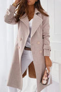 Wollen Mantel met Reverskraag voor Dames - Beige