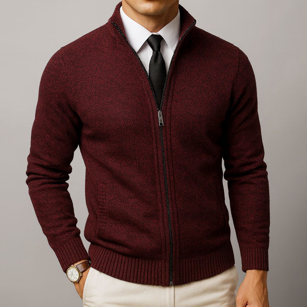 Wollen Ritssluiting Cardigan voor Heren - Rood