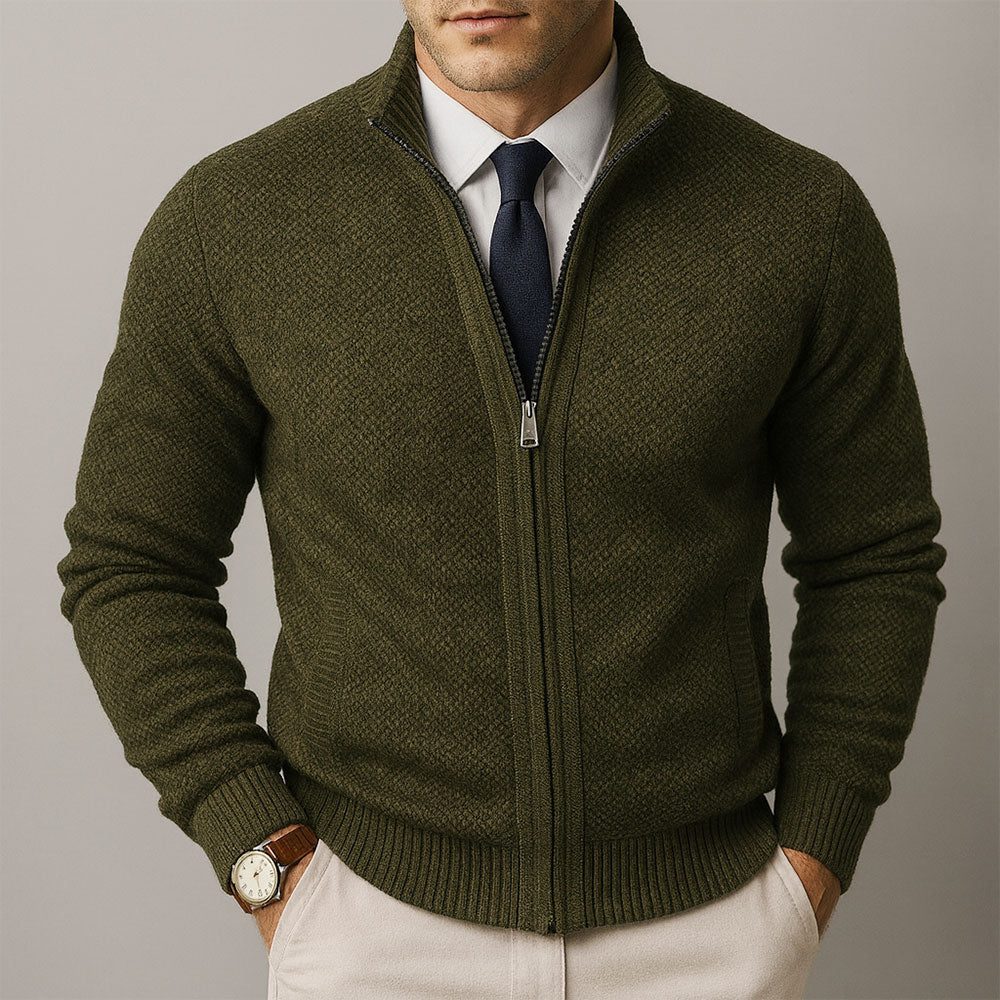 Wollen Ritssluiting Cardigan voor Heren - Groen
